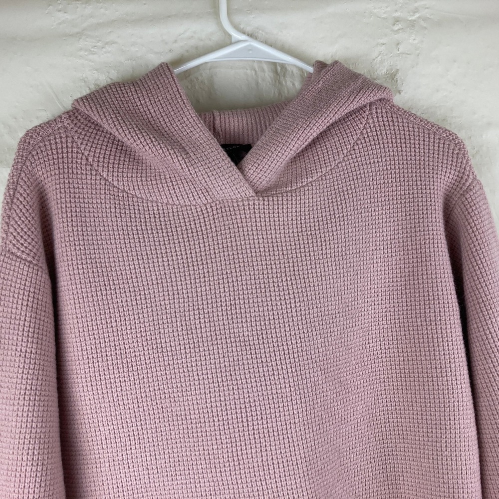 NWT Ann Taylor Hooded Sweater Womens S Pink Waffle Knit Pullover - Picture 3 of 6